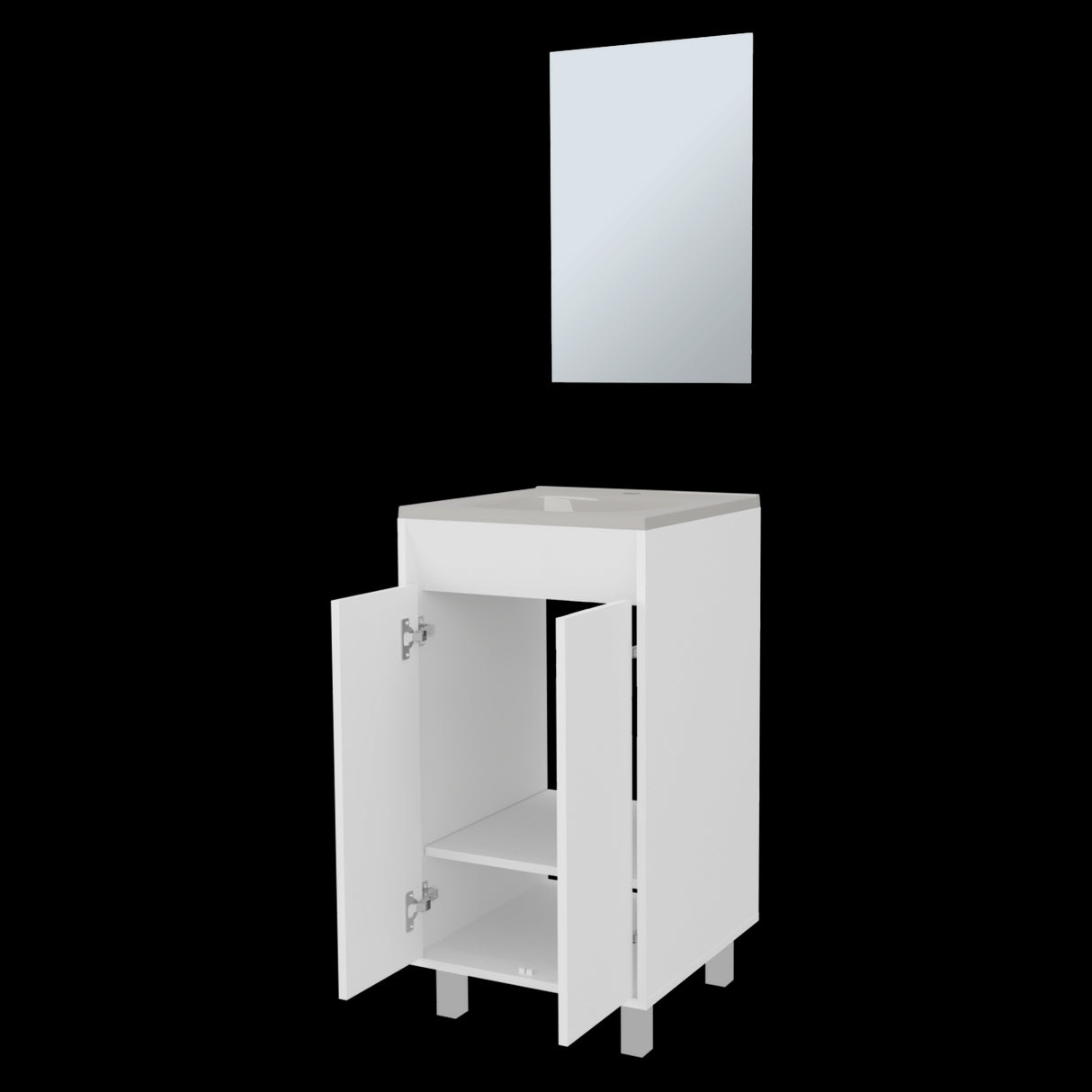 Set Mueble para Lavamanos con Espejo Brady Blanco 45x84.4cm Individual con Lavamanos - MUEBLES PARA LAVAMANOS | Bylmo