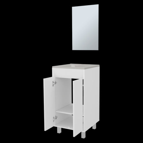 Set Mueble para Lavamanos con Espejo Brady Blanco 45x84.4cm Individual con Lavamanos - MUEBLES PARA LAVAMANOS | Bylmo