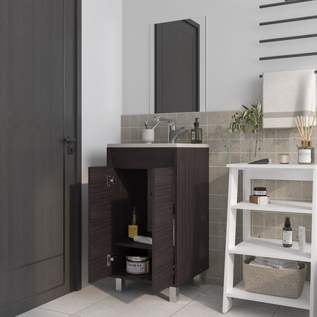 Set Mueble para Lavamanos con Espejo Brady Wengue 45x84.4cm Individual con Lavamanos - MUEBLES PARA LAVAMANOS | Bylmo