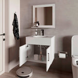 Set Mueble para Lavamanos con Espejo Flotante Blake Blanco 61.3x53.3cm Individual con Lavamanos - MUEBLES PARA LAVAMANOS | Bylmo