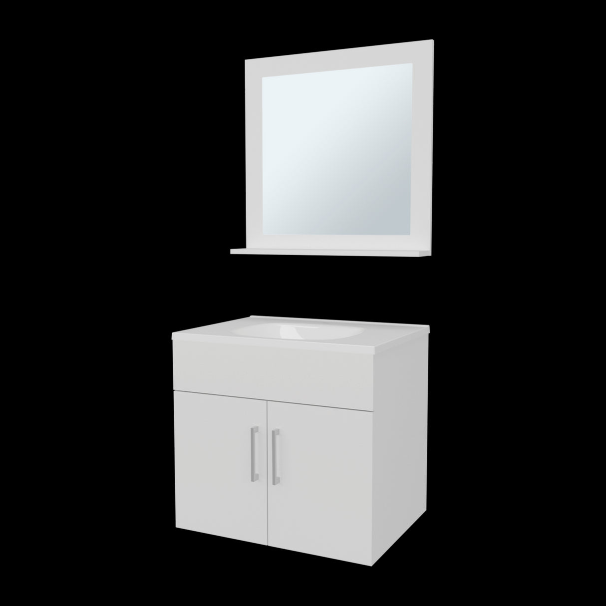 Set Mueble para Lavamanos con Espejo Flotante Blake Blanco 61.3x53.3cm Individual con Lavamanos - MUEBLES PARA LAVAMANOS | Bylmo