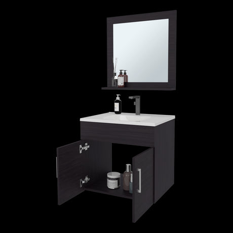 Set Mueble para Lavamanos con Espejo Flotante Blake Wengue 61.3x53.3cm Individual con Lavamanos - MUEBLES PARA LAVAMANOS | Bylmo