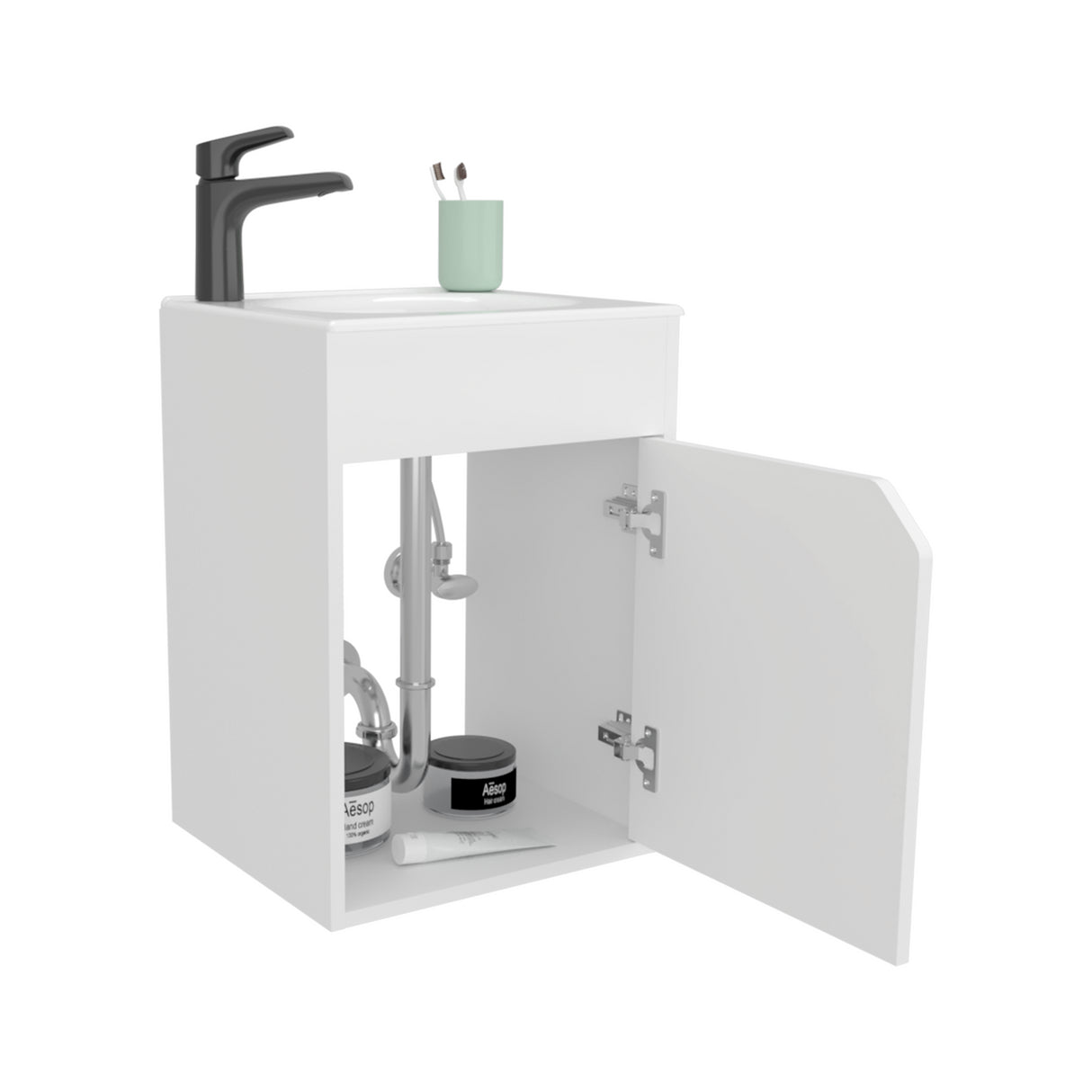 Mueble para Lavamanos Bethel Blanco 39.4x55cm Individual Flotante con Lavamanos Integrado y sin Cajones - MUEBLES PARA LAVAMANOS | Bylmo