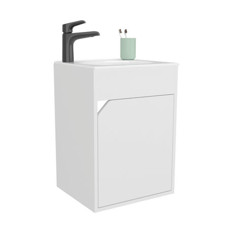 Mueble para Lavamanos Bethel Blanco 39.4x55cm Individual Flotante con Lavamanos Integrado y sin Cajones - MUEBLES PARA LAVAMANOS | Bylmo