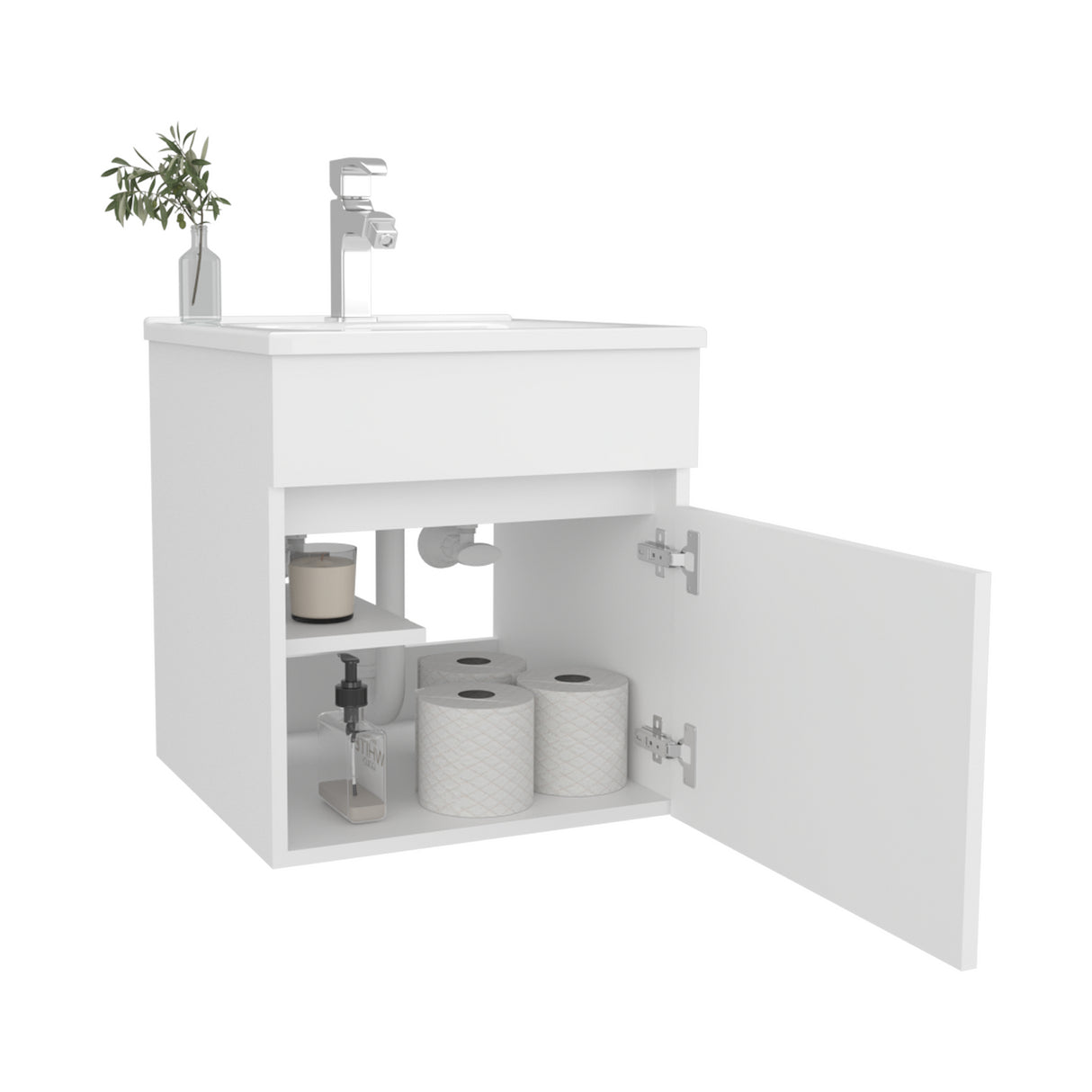Mueble para Lavamanos Primavera Blanco 44.5x48cm Individual Flotante con Lavamanos Integrado y sin Cajones - MUEBLES PARA LAVAMANOS | Bylmo