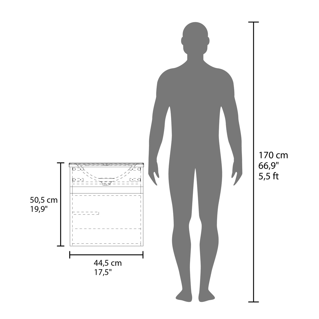 Mueble para Lavamanos Primavera Blanco 44.5x48cm Individual Flotante con Lavamanos Integrado y sin Cajones - MUEBLES PARA LAVAMANOS | Bylmo