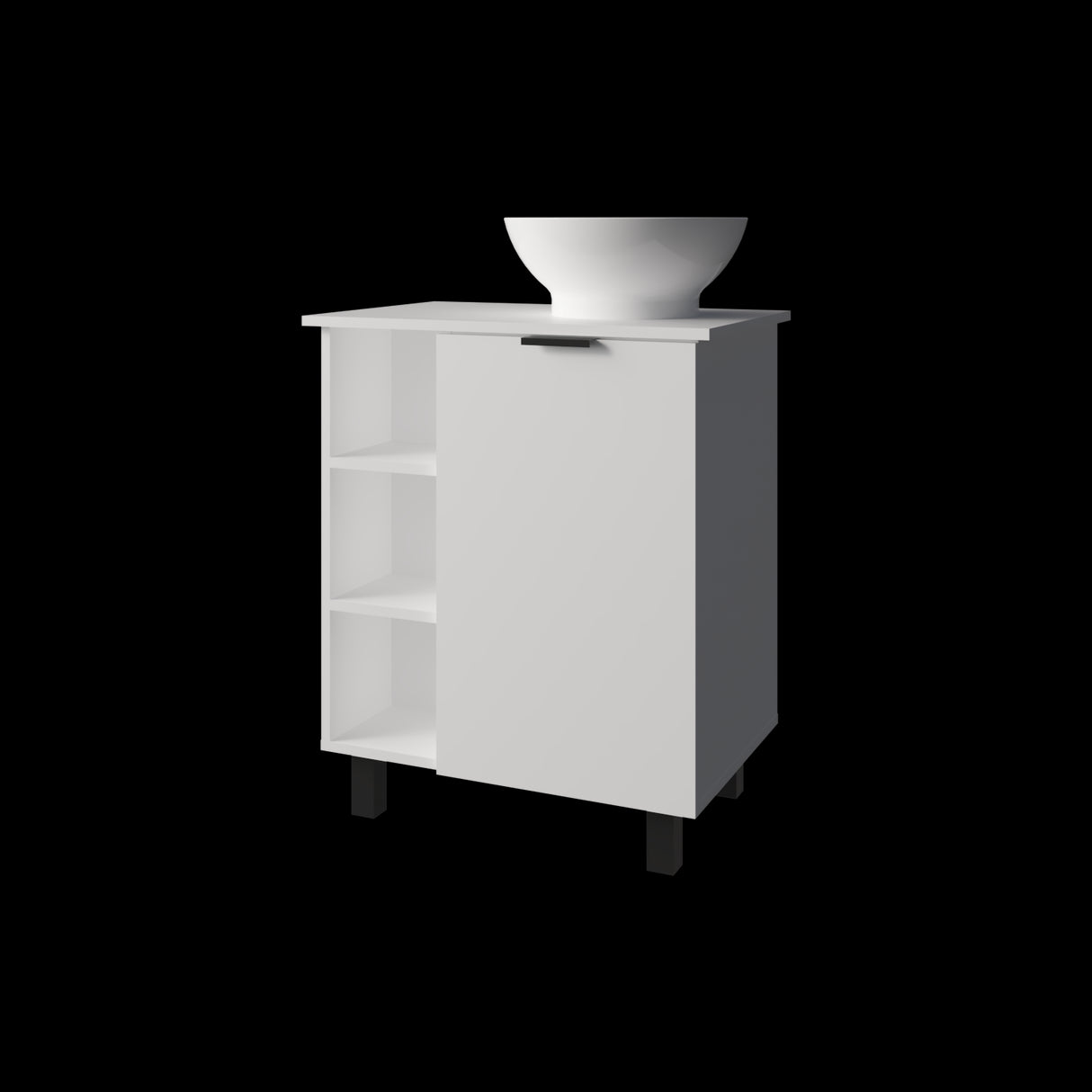 Mueble para Lavamanos Alegra Blanco 62x88.4cm Individual con Lavamanos Vessel y sin Cajones - MUEBLES PARA LAVAMANOS | Bylmo