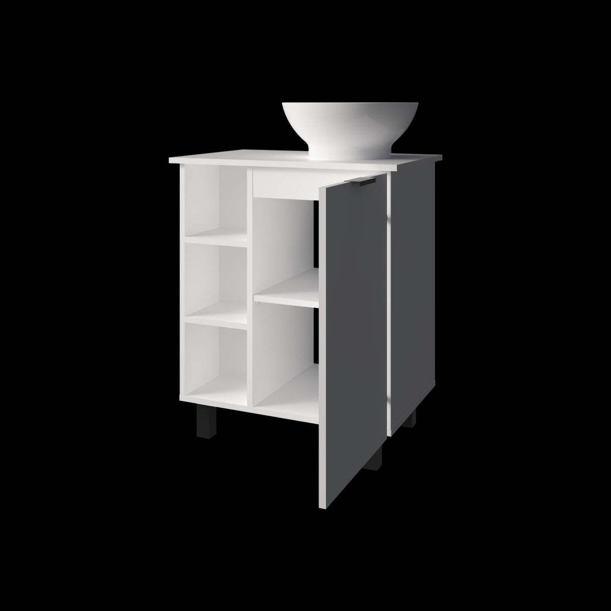 Mueble para Lavamanos Alegra Blanco 62x88.4cm Individual con Lavamanos Vessel y sin Cajones - MUEBLES PARA LAVAMANOS | Bylmo