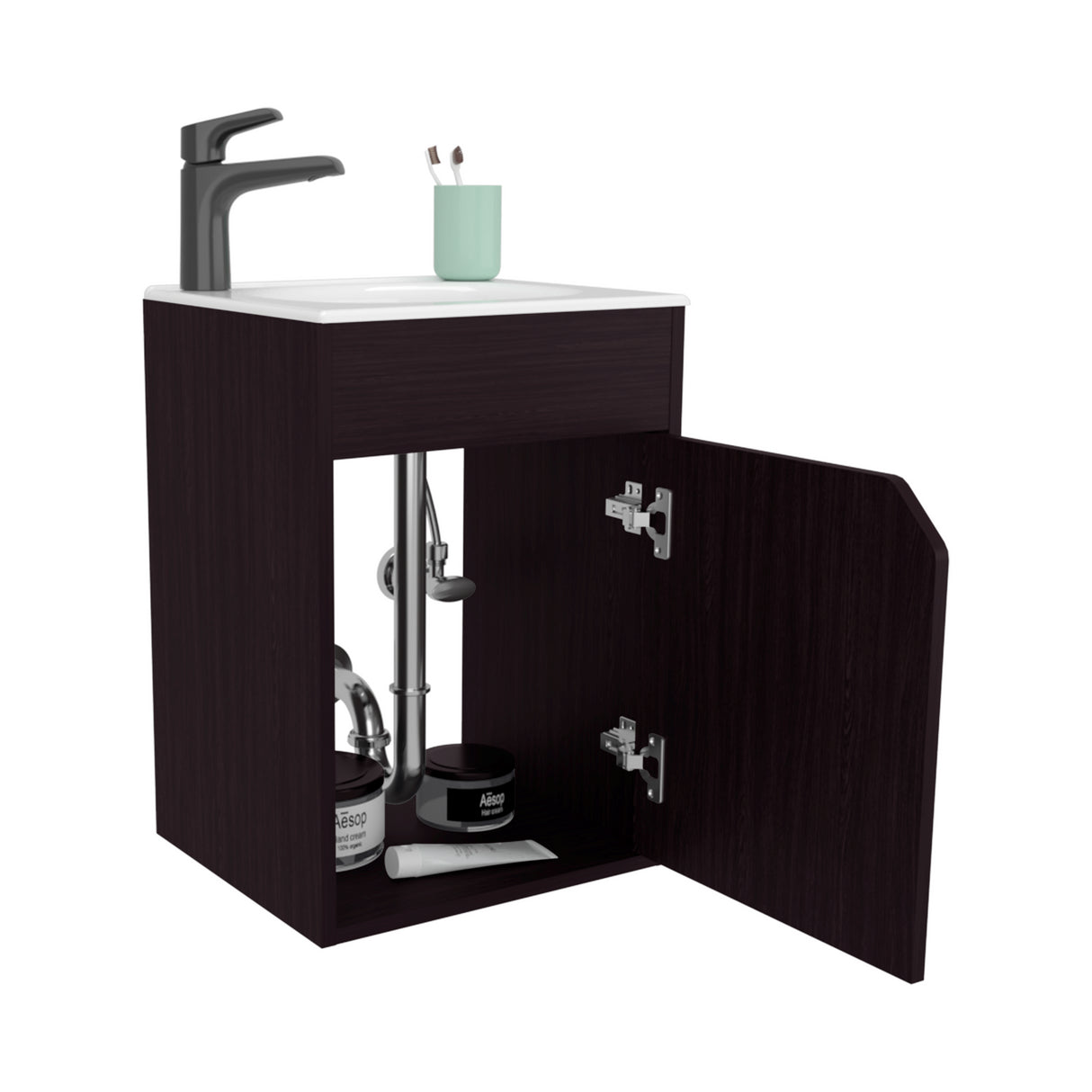 Mueble para Lavamanos Bethel Wengue 39.4x55cm Individual Flotante con Lavamanos Integrado y sin Cajones - MUEBLES PARA LAVAMANOS | Bylmo