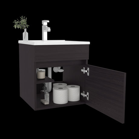 Mueble para Lavamanos Primavera Wengue 44.5x48cm Individual Flotante con Lavamanos Integrado y sin Cajones - MUEBLES PARA LAVAMANOS | Bylmo