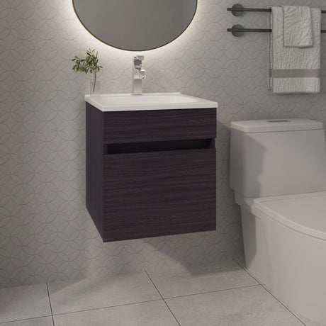 Mueble para Lavamanos Primavera Wengue 44.5x48cm Individual Flotante con Lavamanos Integrado y sin Cajones - MUEBLES PARA LAVAMANOS | Bylmo