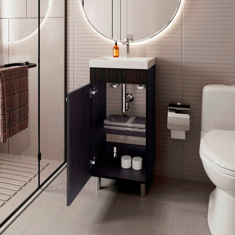 Mueble para Lavamanos Rivera Wengue 40x84cm Individual con Lavamanos Integrado y sin Cajones - MUEBLES PARA LAVAMANOS | Bylmo