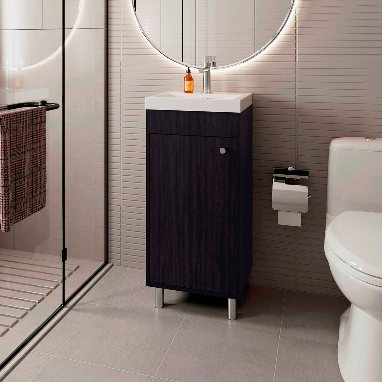 Mueble para Lavamanos Rivera Wengue 40x84cm Individual con Lavamanos Integrado y sin Cajones - MUEBLES PARA LAVAMANOS | Bylmo