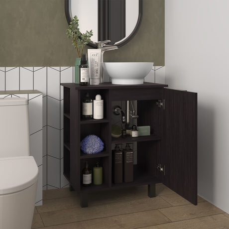 Mueble para Lavamanos Alegra Wengue 62x88.4cm Individual con Lavamanos Vessel y sin Cajones - MUEBLES PARA LAVAMANOS | Bylmo