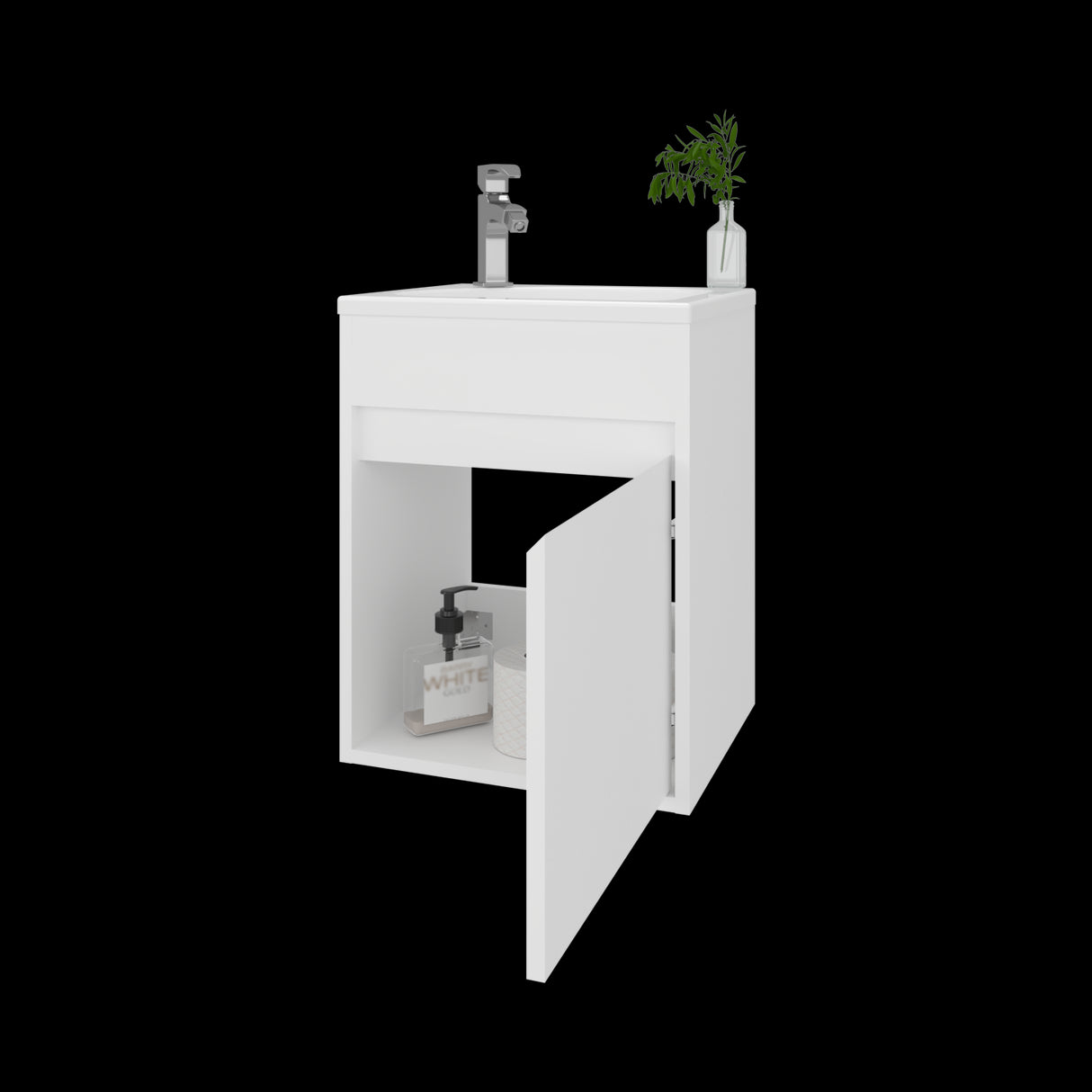 Mueble para Lavamanos Furman Blanco 39.6x49.3cm Individual Flotante con Lavamanos Integrado y sin Cajones - MUEBLES PARA LAVAMANOS | Bylmo