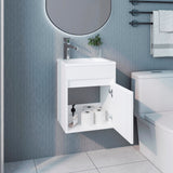 Mueble para Lavamanos Furman Blanco 39.6x49.3cm Individual Flotante con Lavamanos Integrado y sin Cajones - MUEBLES PARA LAVAMANOS | Bylmo