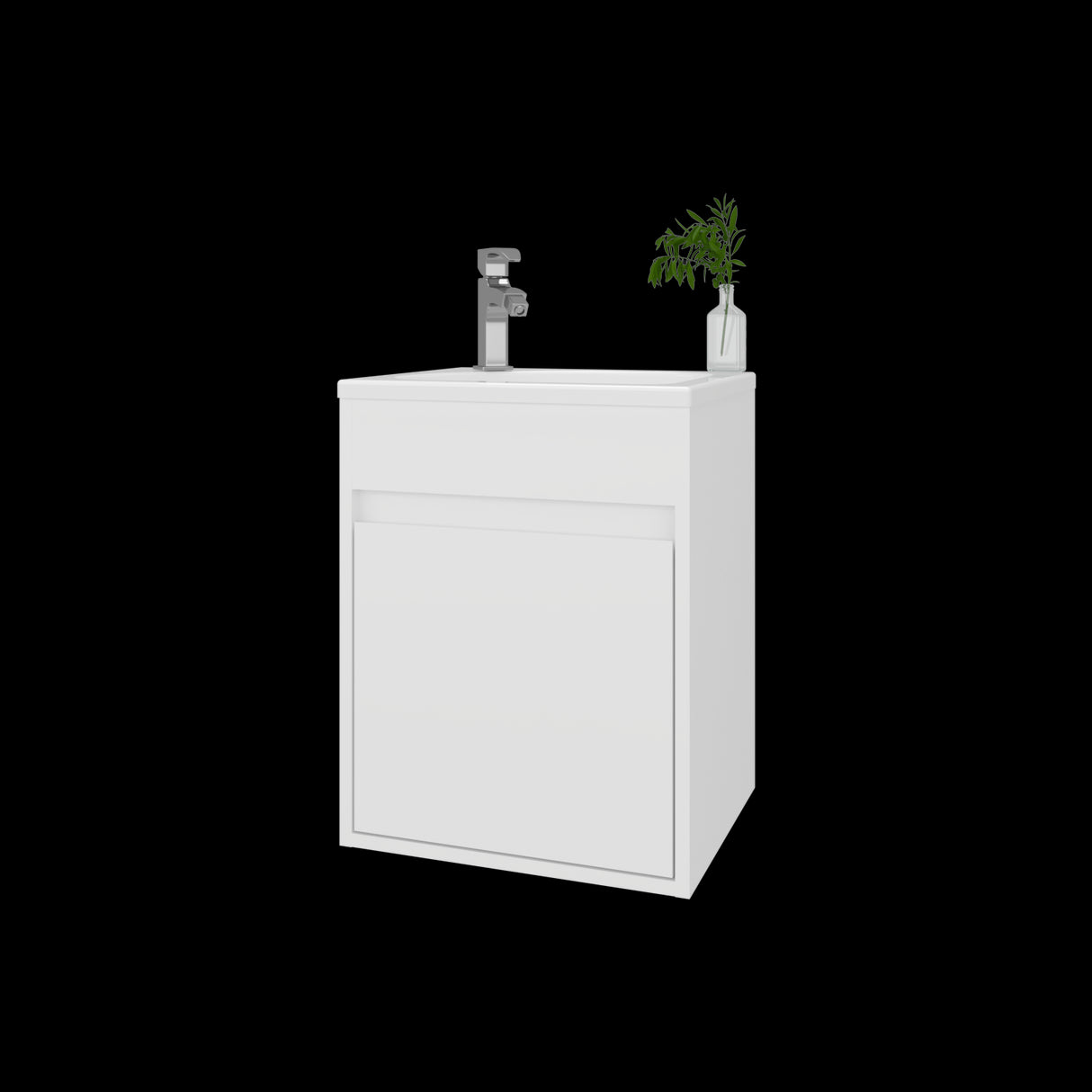 Mueble para Lavamanos Furman Blanco 39.6x49.3cm Individual Flotante con Lavamanos Integrado y sin Cajones - MUEBLES PARA LAVAMANOS | Bylmo