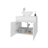 Mueble para Lavamanos Manchester Blanco 59.5x51.8cm Individual Flotante con Lavamanos Vessel y sin Cajones - MUEBLES PARA LAVAMANOS | Bylmo