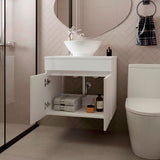 Mueble para Lavamanos Manchester Blanco 59.5x51.8cm Individual Flotante con Lavamanos Vessel y sin Cajones - MUEBLES PARA LAVAMANOS | Bylmo