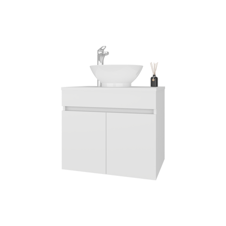 Mueble para Lavamanos Manchester Blanco 59.5x51.8cm Individual Flotante con Lavamanos Vessel y sin Cajones - MUEBLES PARA LAVAMANOS | Bylmo