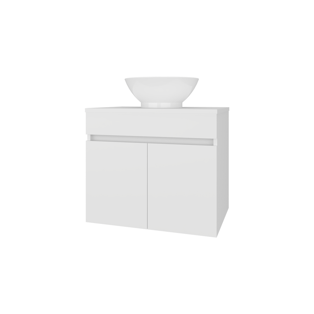 Mueble para Lavamanos Manchester Blanco 59.5x51.8cm Individual Flotante con Lavamanos Vessel y sin Cajones - MUEBLES PARA LAVAMANOS | Bylmo