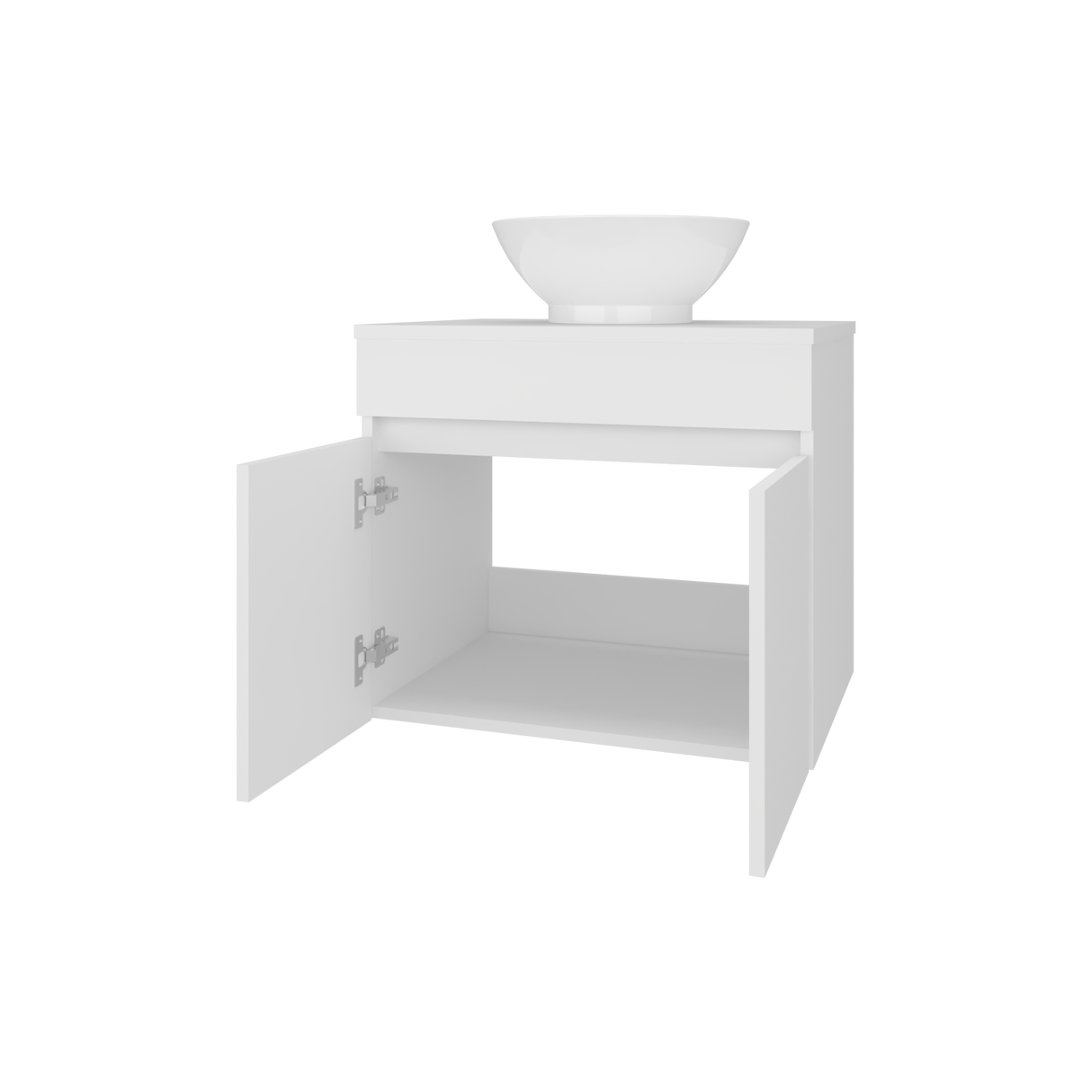 Mueble para Lavamanos Manchester Blanco 59.5x51.8cm Individual Flotante con Lavamanos Vessel y sin Cajones - MUEBLES PARA LAVAMANOS | Bylmo