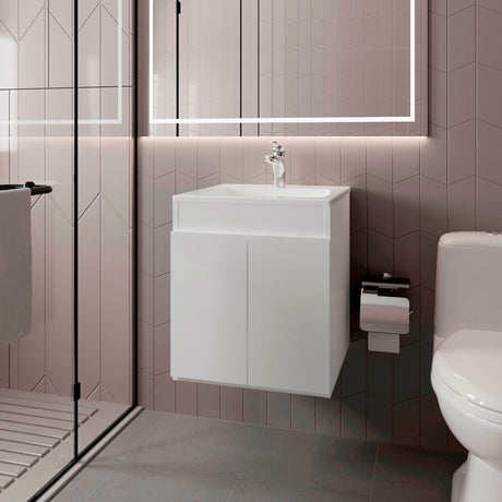 Mueble para Lavamanos Meka Blanco 45.1x53cm Individual Flotante con Lavamanos Integrado y sin Cajones - MUEBLES PARA LAVAMANOS | Bylmo