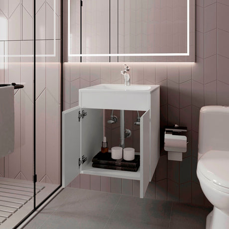 Mueble para Lavamanos Meka Blanco 45.1x53cm Individual Flotante con Lavamanos Integrado y sin Cajones - MUEBLES PARA LAVAMANOS | Bylmo