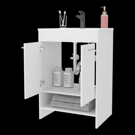 Mueble para Lavamanos Lorenzo Blanco 60x88cm Individual con Lavamanos Integrado y sin Cajones - MUEBLES PARA LAVAMANOS | Bylmo