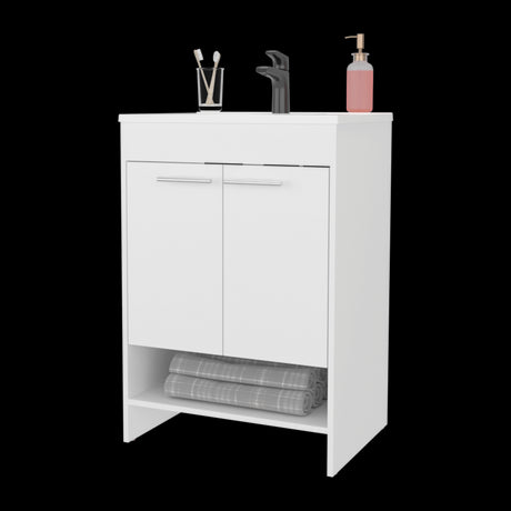 Mueble para Lavamanos Lorenzo Blanco 60x88cm Individual con Lavamanos Integrado y sin Cajones - MUEBLES PARA LAVAMANOS | Bylmo