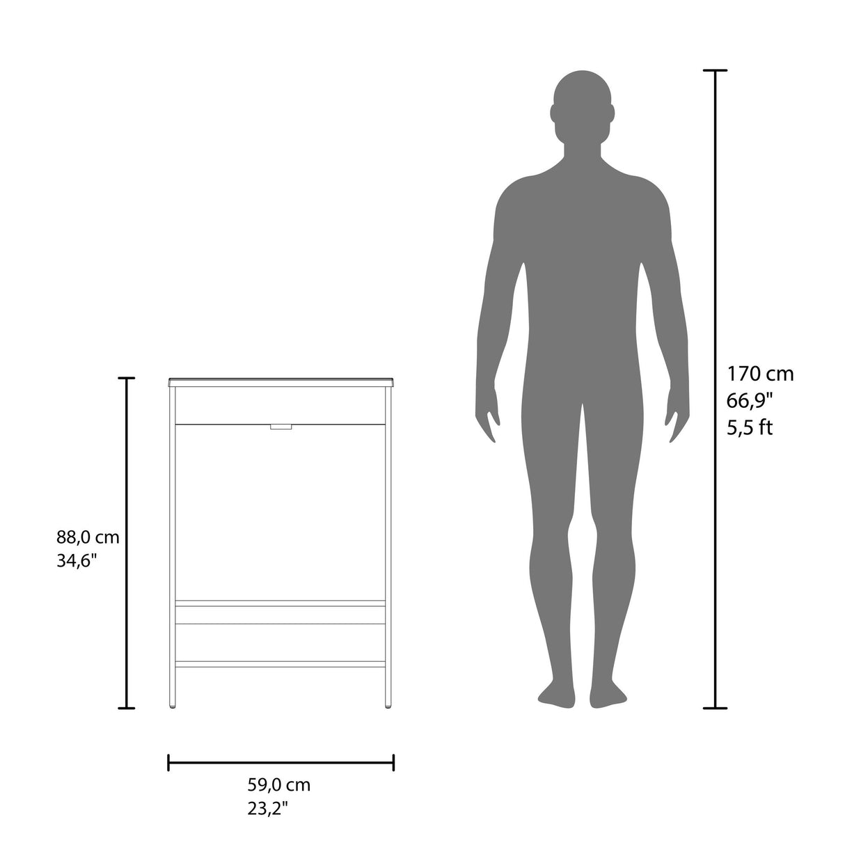 Mueble para Lavamanos Lorenzo Blanco 60x88cm Individual con Lavamanos Integrado y sin Cajones - MUEBLES PARA LAVAMANOS | Bylmo