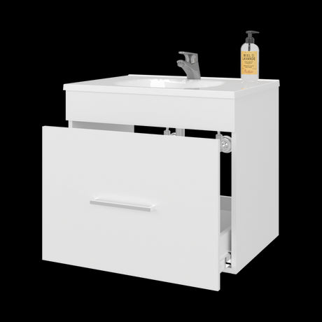 Mueble para Lavamanos Hatta Blanco 59x52cm Individual Flotante con Lavamanos Integrado y con Un Cajón - MUEBLES PARA LAVAMANOS | Bylmo