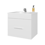 Mueble para Lavamanos Hatta Blanco 59x52cm Individual Flotante con Lavamanos Integrado y con Un Cajón - MUEBLES PARA LAVAMANOS | Bylmo