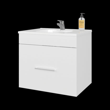Mueble para Lavamanos Hatta Blanco 59x52cm Individual Flotante con Lavamanos Integrado y con Un Cajón - MUEBLES PARA LAVAMANOS | Bylmo