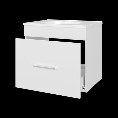 Mueble para Lavamanos Hatta Blanco 59x52cm Individual Flotante con Lavamanos Integrado y con Un Cajón - MUEBLES PARA LAVAMANOS | Bylmo