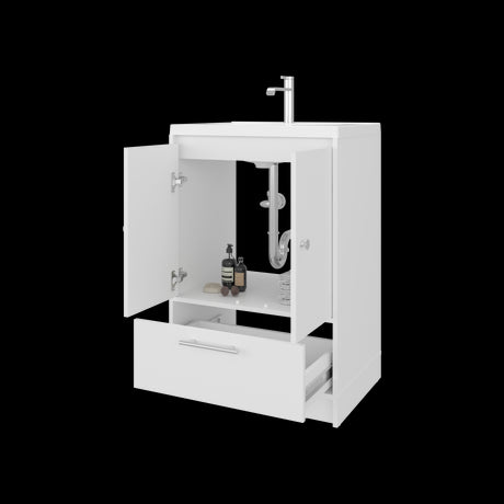 Mueble para Lavamanos Madison Blanco 60x89.7cm Individual con Lavamanos Integrado y con Un Cajón - MUEBLES PARA LAVAMANOS | Bylmo