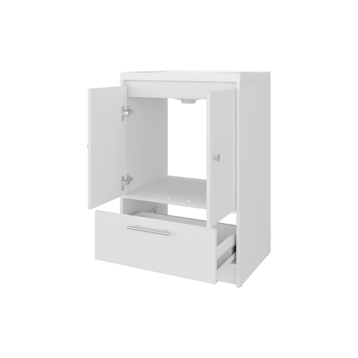 Mueble para Lavamanos Madison Blanco 60x89.7cm Individual con Lavamanos Integrado y con Un Cajón - MUEBLES PARA LAVAMANOS | Bylmo