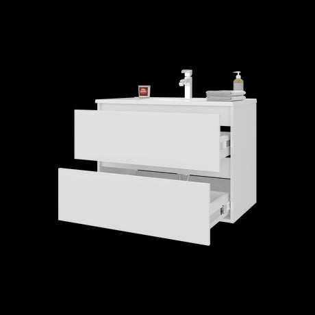 Mueble para Lavamanos Opalo Blanco 80x56.8cm Individual Flotante con Lavamanos Integrado y con Dos - MUEBLES PARA LAVAMANOS | Bylmo