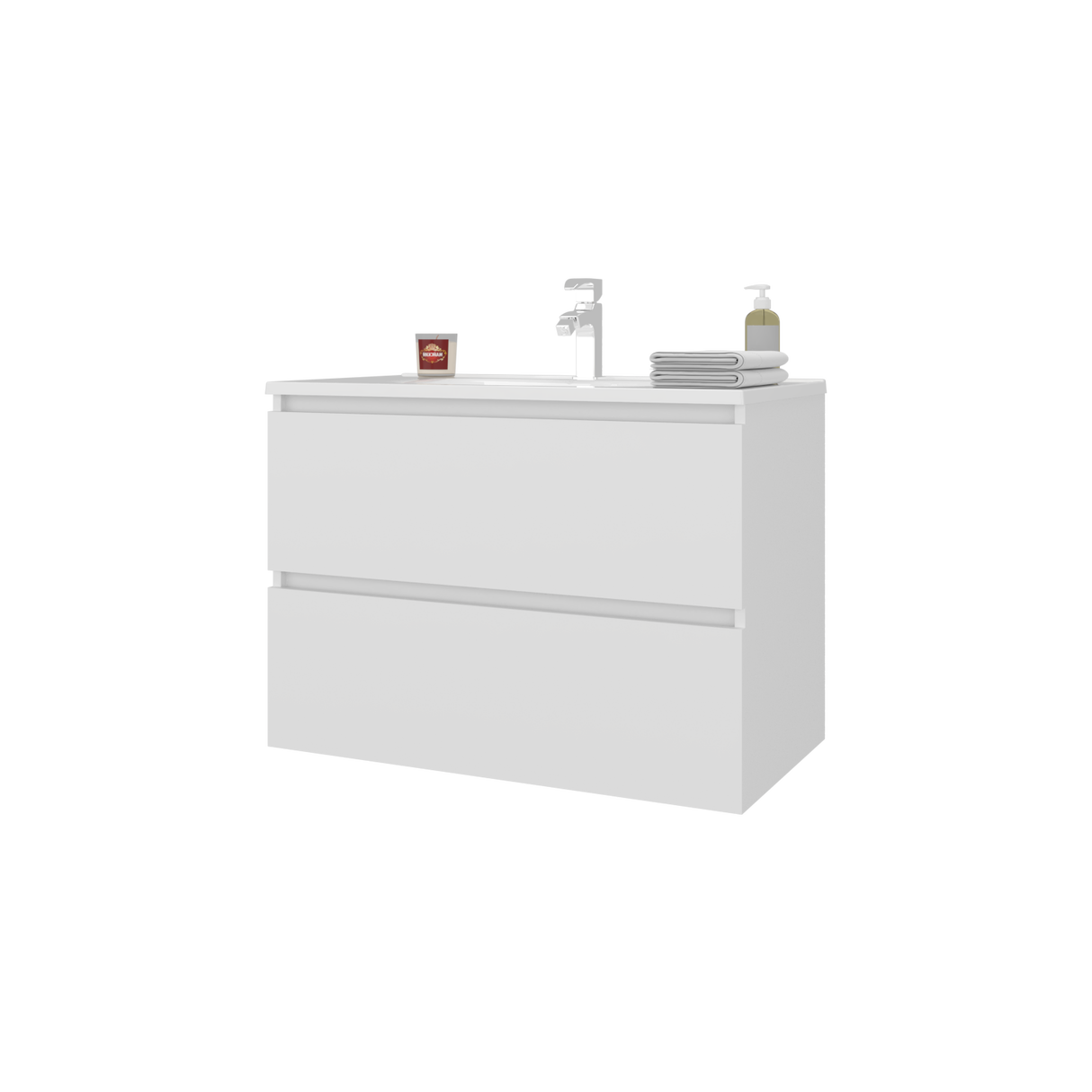 Mueble para Lavamanos Opalo Blanco 80x56.8cm Individual Flotante con Lavamanos Integrado y con Dos - MUEBLES PARA LAVAMANOS | Bylmo