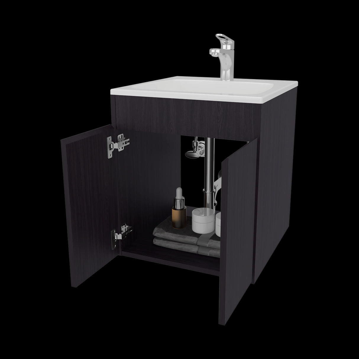 Mueble para Lavamanos Meka Wengue 45.1x53cm Individual Flotante con Lavamanos Integrado y sin Cajones - MUEBLES PARA LAVAMANOS | Bylmo