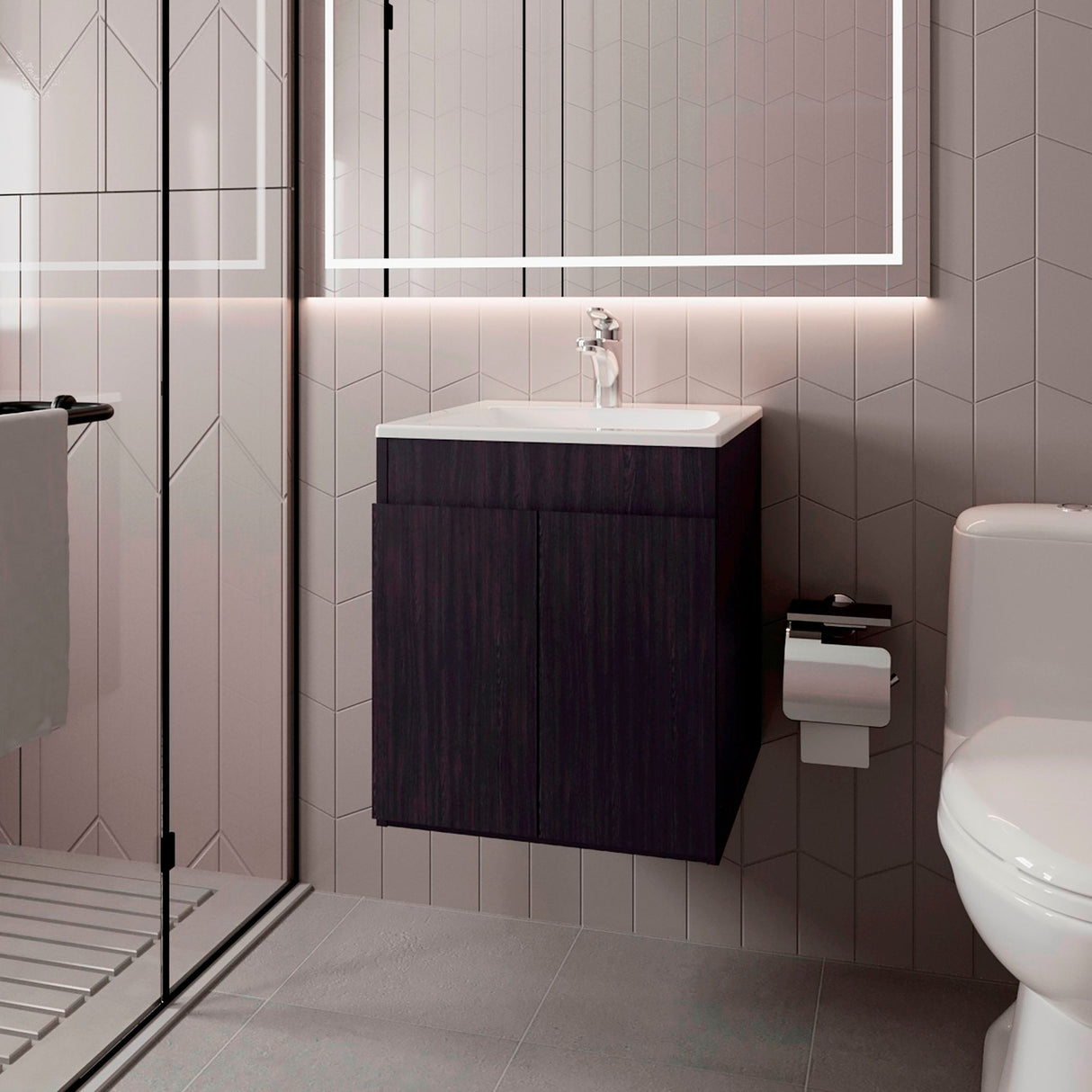 Mueble para Lavamanos Meka Wengue 45.1x53cm Individual Flotante con Lavamanos Integrado y sin Cajones - MUEBLES PARA LAVAMANOS | Bylmo