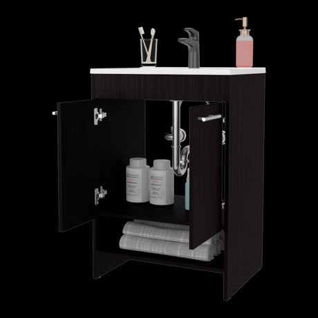 Mueble para Lavamanos Lorenzo Wengue 60x88cm Individual con Lavamanos Integrado y sin Cajones - MUEBLES PARA LAVAMANOS | Bylmo