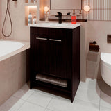 Mueble para Lavamanos Lorenzo Wengue 60x88cm Individual con Lavamanos Integrado y sin Cajones - MUEBLES PARA LAVAMANOS | Bylmo