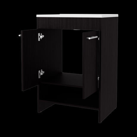 Mueble para Lavamanos Lorenzo Wengue 60x88cm Individual con Lavamanos Integrado y sin Cajones - MUEBLES PARA LAVAMANOS | Bylmo