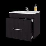 Mueble para Lavamanos Hatta Wengue 59x52cm Individual Flotante con Lavamanos Integrado y con Un Cajón - MUEBLES PARA LAVAMANOS | Bylmo