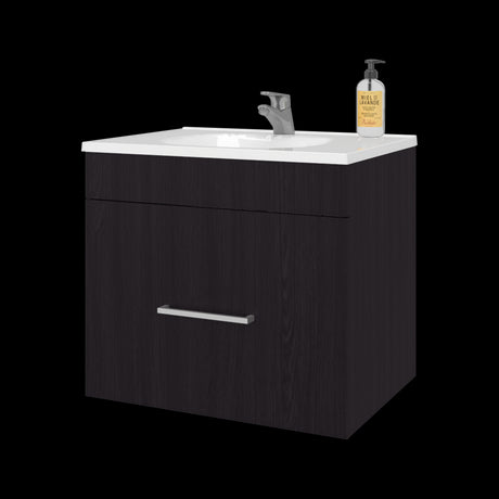 Mueble para Lavamanos Hatta Wengue 59x52cm Individual Flotante con Lavamanos Integrado y con Un Cajón - MUEBLES PARA LAVAMANOS | Bylmo