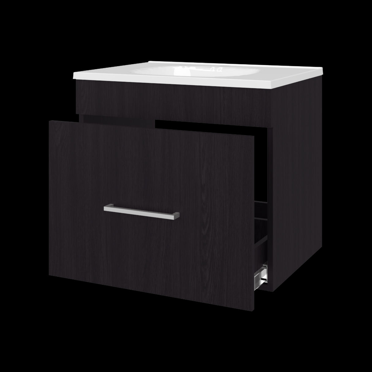 Mueble para Lavamanos Hatta Wengue 59x52cm Individual Flotante con Lavamanos Integrado y con Un Cajón - MUEBLES PARA LAVAMANOS | Bylmo