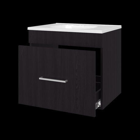 Mueble para Lavamanos Hatta Wengue 59x52cm Individual Flotante con Lavamanos Integrado y con Un Cajón - MUEBLES PARA LAVAMANOS | Bylmo