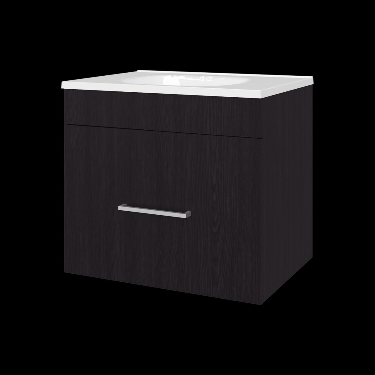 Mueble para Lavamanos Hatta Wengue 59x52cm Individual Flotante con Lavamanos Integrado y con Un Cajón - MUEBLES PARA LAVAMANOS | Bylmo