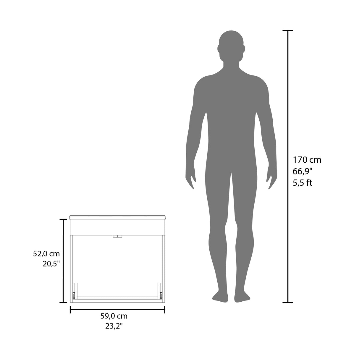 Mueble para Lavamanos Hatta Wengue 59x52cm Individual Flotante con Lavamanos Integrado y con Un Cajón - MUEBLES PARA LAVAMANOS | Bylmo